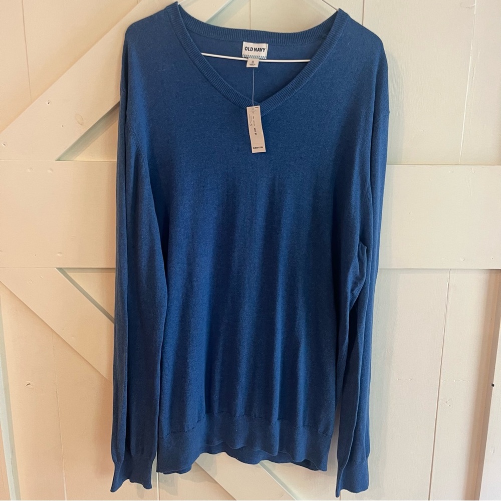 Old Navy Men’s V-Neck Blue‎ Sweater XL New with Tags Classic Casual Workwear
